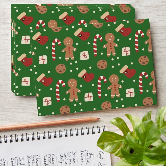 Christmas Gingerbread Man Pattern Envelope (Stacked)