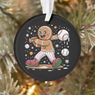 Christmas Gingerbread Man Sports Player Baseball Ornament