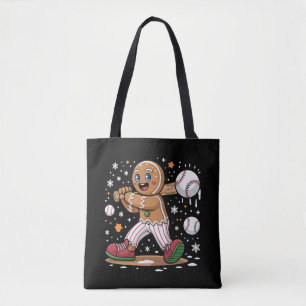 Christmas Gingerbread Man Sports Player Baseball  Tote Bag