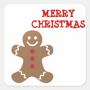 Christmas Gingerbread Man Square Sticker