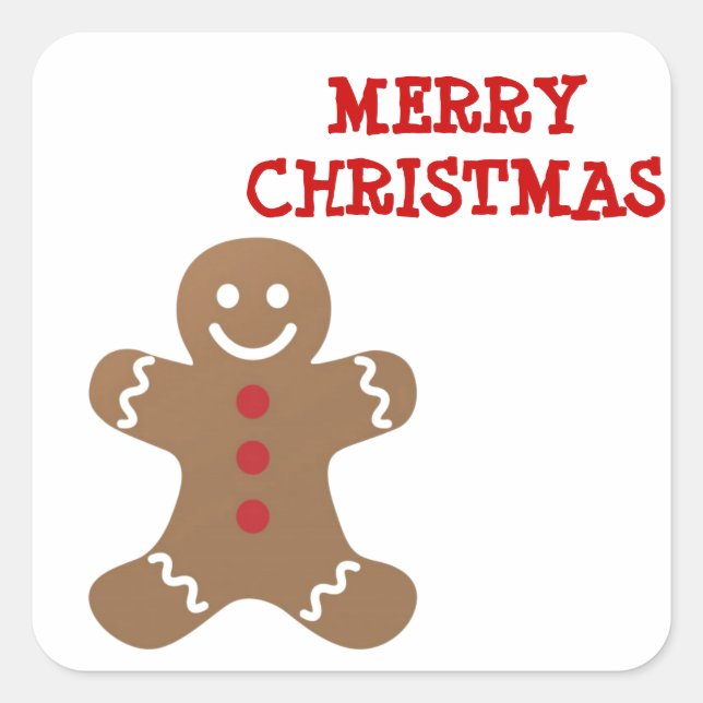 Christmas Gingerbread Man Square Sticker (Front)