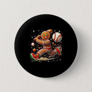 Christmas Gingerbread Man Srts Player Funny Baseba 2 Inch Round Button