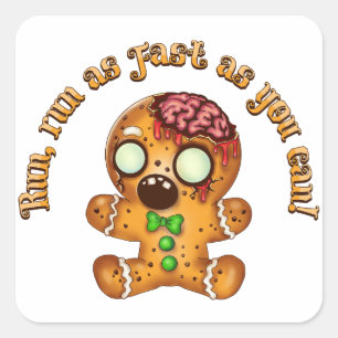 Christmas Gingerbread Man Zombie Square Sticker