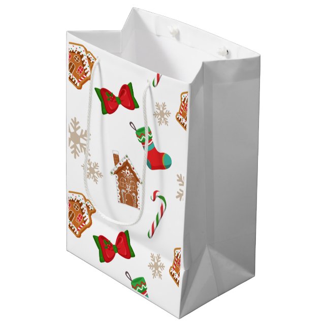 Christmas Gingerbread Medium Gift Bag (Front Angled)