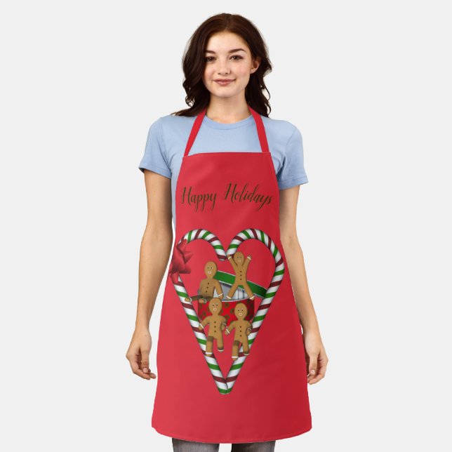 Christmas Gingerbread Men Cute Holiday  Apron (Worn)