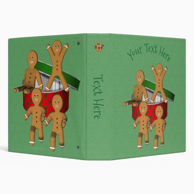Christmas Gingerbread Men Holiday Personalized Binder (Background)