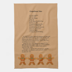 Christmas Gingerbread Men Recipe Kitchen Towel
