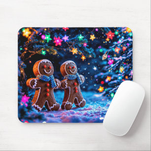 Christmas gingerbread men snow magic mouse pad