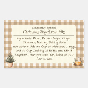 Christmas Gingerbread Mix Brown Gingham Labels