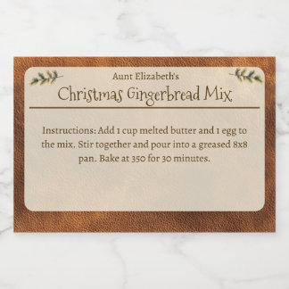 Christmas Gingerbread Mix Personalized Brown Food Label