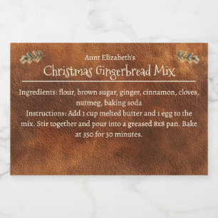 Christmas Gingerbread Mix Personalized Brown Food Label