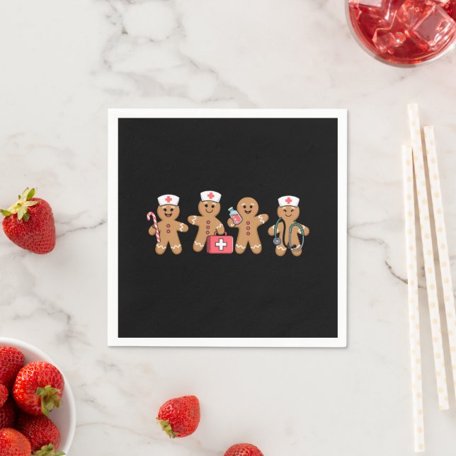 Christmas Gingerbread Nurse Team Crew Gifts Napkin (Insitu)