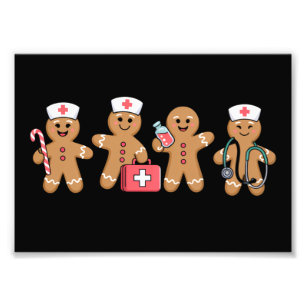 Christmas Gingerbread Nurse Team Crew Gifts Photo Print