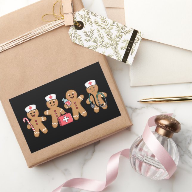Christmas Gingerbread Nurse Team Crew Gifts Sticker (Gifting)