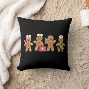 Christmas Gingerbread Nurse Team Crew Gifts Throw Pillow