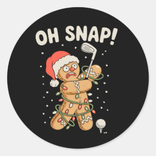 Christmas Gingerbread Oh Snap Cookie Golf Golfer Classic Round Sticker