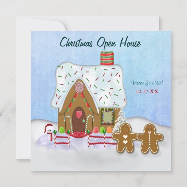 Christmas Gingerbread Open House Invitation (Devant)