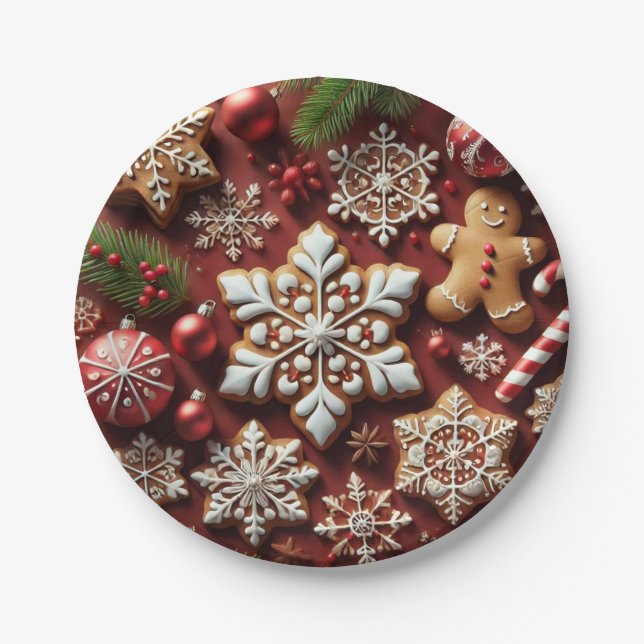 Christmas Gingerbread Paper Plates. Plate (Front)