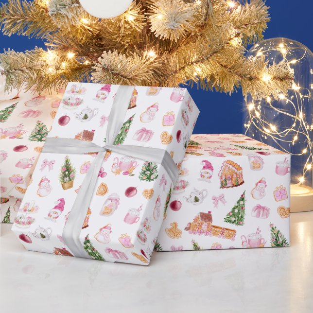 Christmas Gingerbread Pink Wrapping Paper (Holidays)