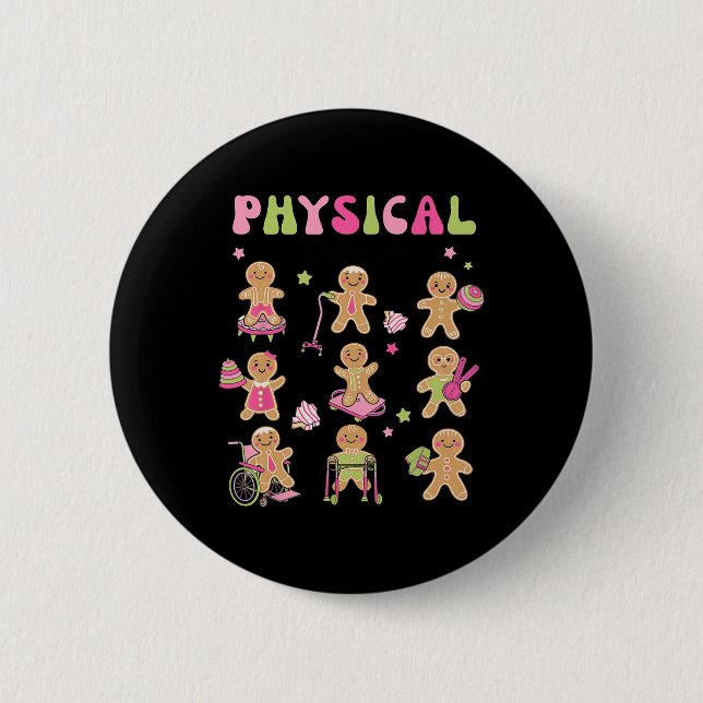 Christmas Gingerbread Pt Physical Therapy Istant X 2 Inch Round Button (Front)