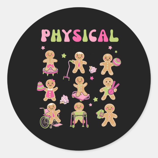 Christmas Gingerbread Pt Physical Therapy Istant X Classic Round Sticker (Front)