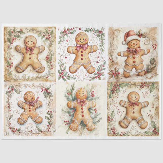 Christmas Gingerbread Rounds Tissue Paper (Front)