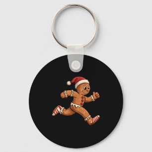Christmas Gingerbread Running Funny Runners Pajama Keychain
