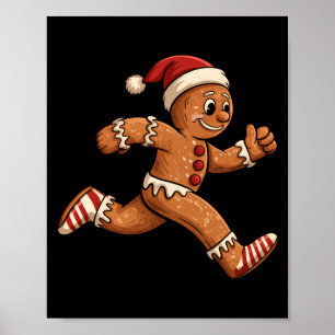 Christmas Gingerbread Running Funny Runners Pajama Poster