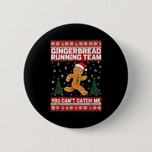 Christmas Gingerbread Running Team Funny Xmas Tee 2 Inch Round Button