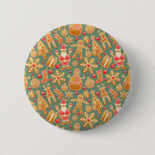 christmas gingerbread santa 2 inch round button