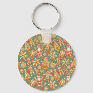 christmas gingerbread santa keychain