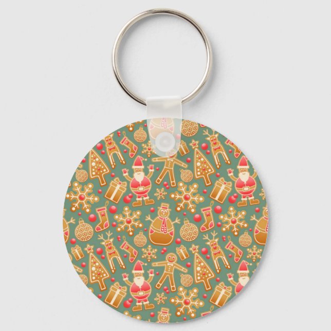 christmas gingerbread santa keychain (Front)