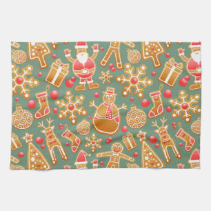 christmas gingerbread santa kitchen towel