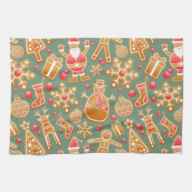 christmas gingerbread santa kitchen towel (Horizontal)