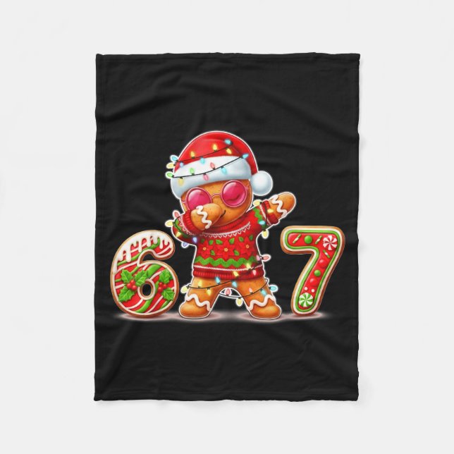 Christmas Gingerbread Six Seven 67 Ice Cream Drip  Fleece Blanket (Front)