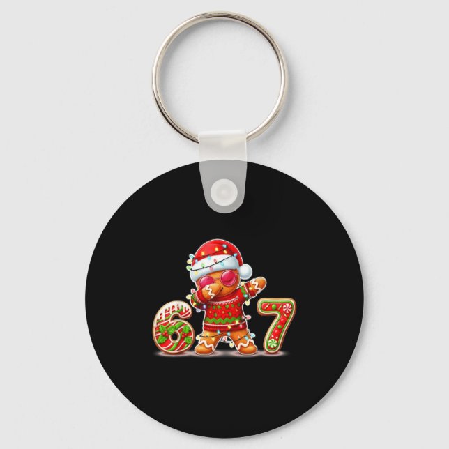 Christmas Gingerbread Six Seven 67 Ice Cream Drip  Keychain (Front)