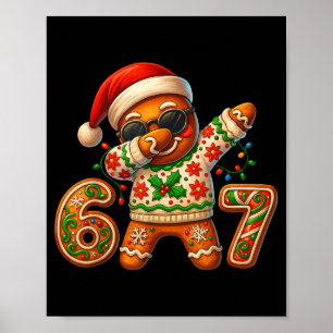 Christmas Gingerbread Six Seven 67 Meme Xmas Slang Poster