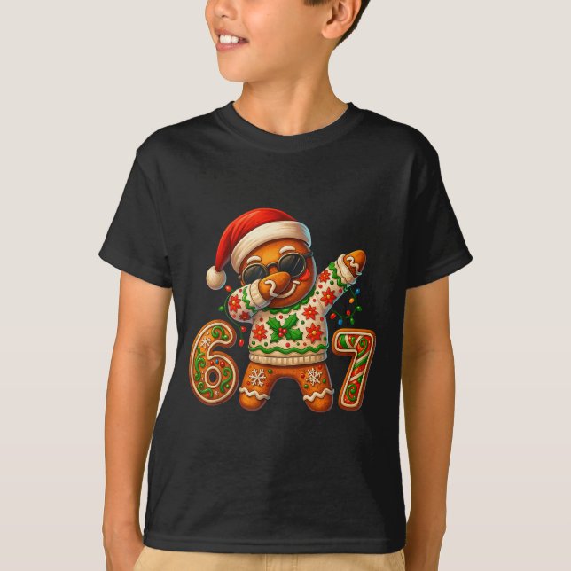 Christmas Gingerbread Six Seven 67 Meme Xmas Slang T-Shirt (Front)