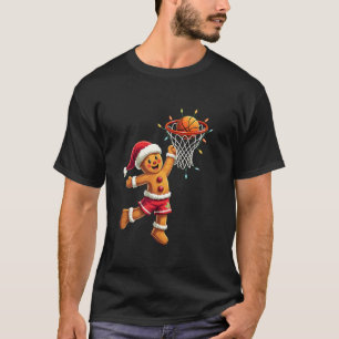 Christmas Gingerbread Slam Dunk Basketball Santa X T-Shirt