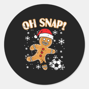 Christmas Gingerbread Soccer Oh Snap Funny Xmas Bo Classic Round Sticker