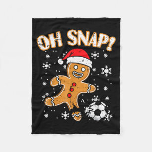 Christmas Gingerbread Soccer Oh Snap Funny Xmas Bo Fleece Blanket