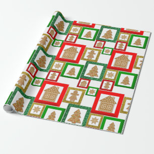 Christmas Gingerbread Squares Wrapping Paper