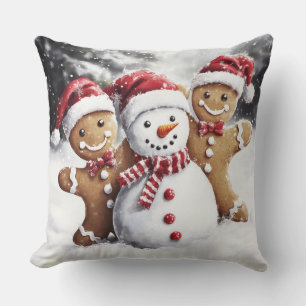 Christmas Gingerbread Throw Pillow
