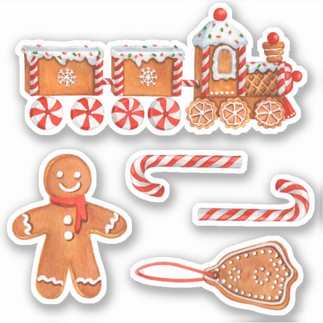 Christmas Gingerbread Train & Candy Cane (Front)