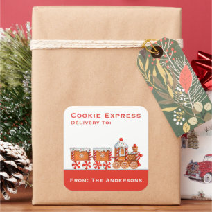 Christmas Gingerbread Train Cookie Express Square Sticker