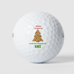 Christmas Gingerbread Tree Custom Monogram Mom Golf Balls