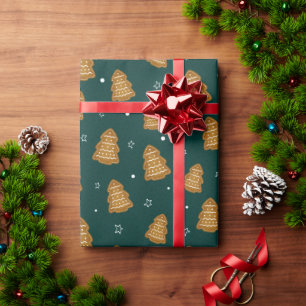 Christmas Gingerbread Trees Wrapping Paper