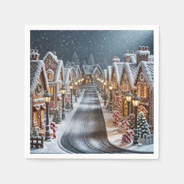 Christmas Gingerbread Village Napkin (Front)