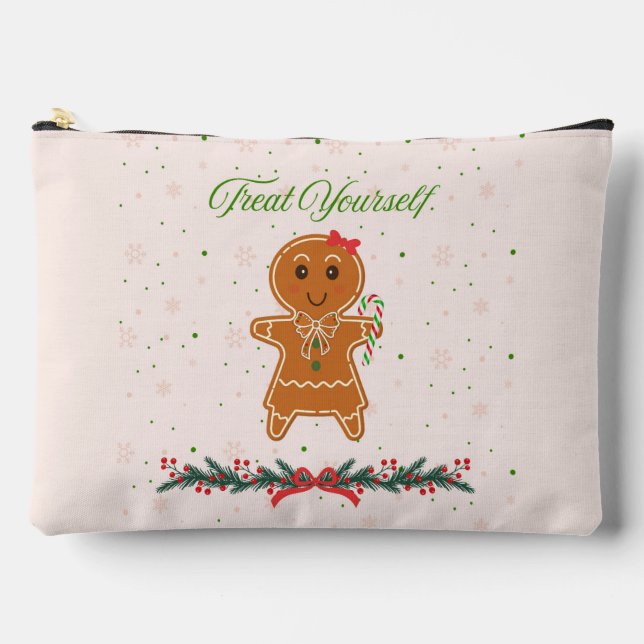 Christmas Gingerbread Woman Accessory Pouch (Front)