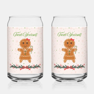 Christmas Gingerbread Woman Can Glass